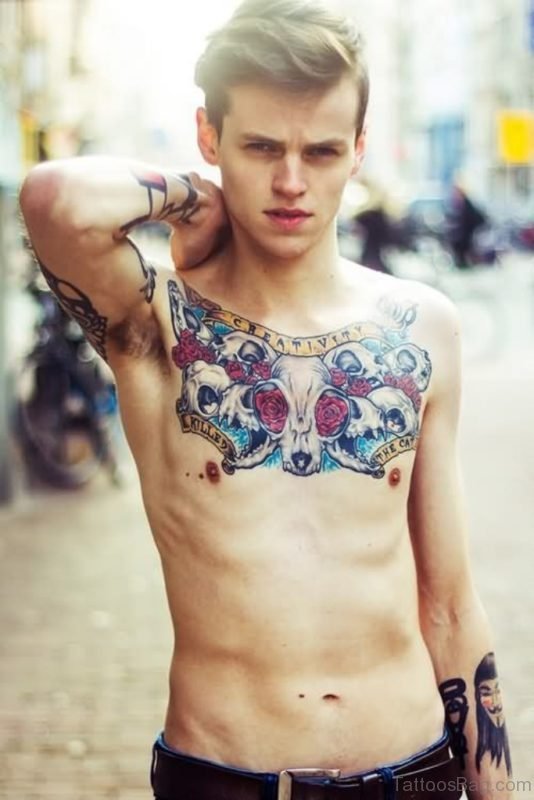Wonderful Rose Tattoo On Chest