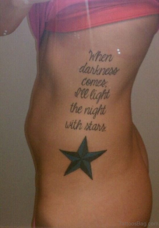 Wording And Star Tattoo