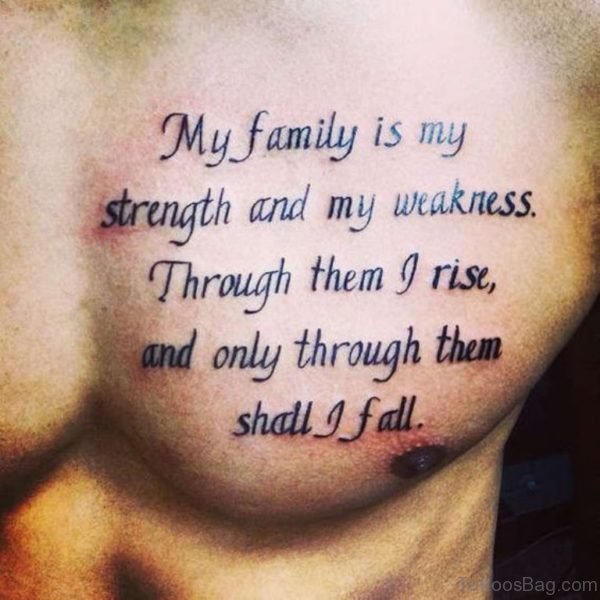 Wording Tattoo Design On Chest