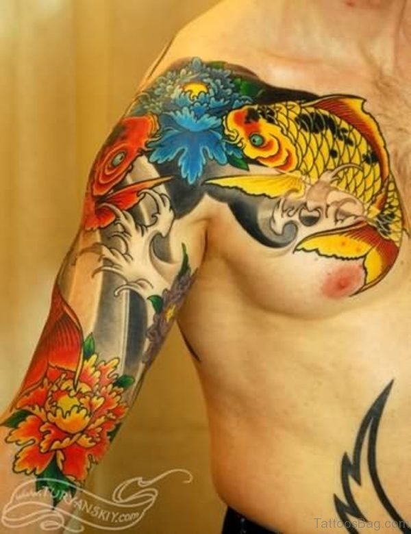 Yellow Koi Fish Tattoo