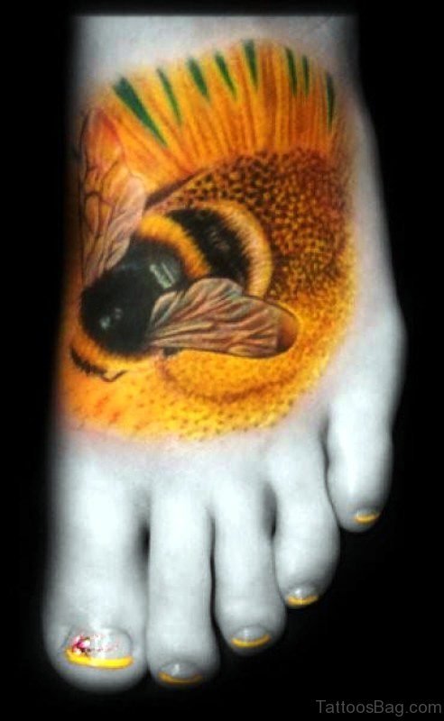 Yellow Massive Bee Tattoo 