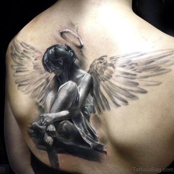 3D Angel Tattoo On Back