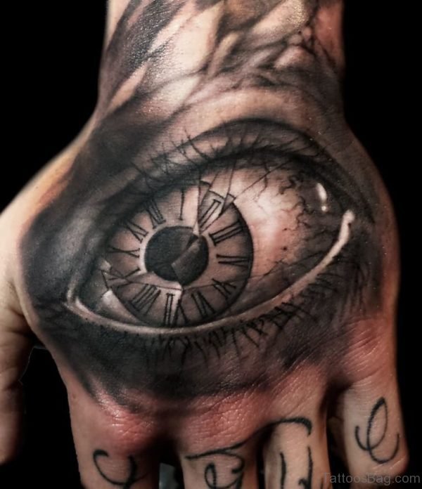 3D Fly On Eye Hand Tattoo