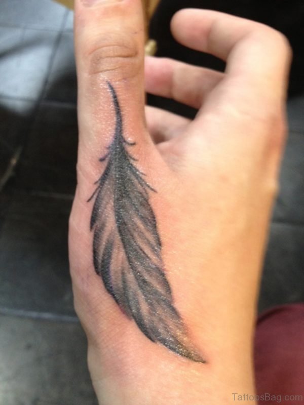 Feather Tattoo On Hand
