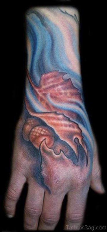 Acorn Leaf Tattoo On Hand