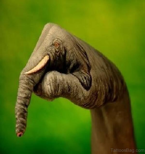 Adorable Elephant Tattoo On Hand 1