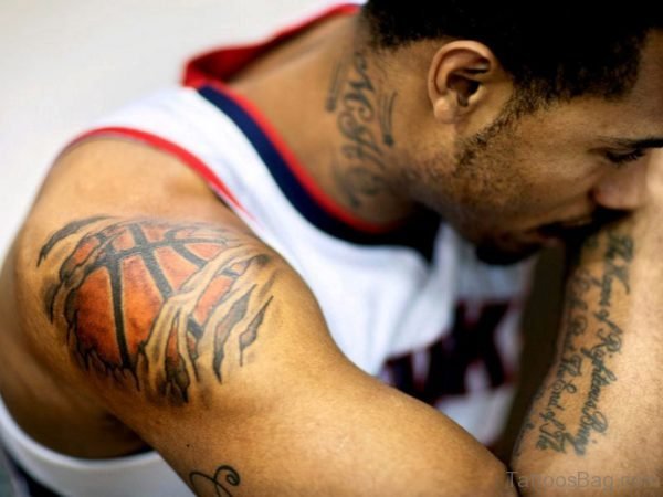 Adorable Ripped Skin Basketball Tattoo Design