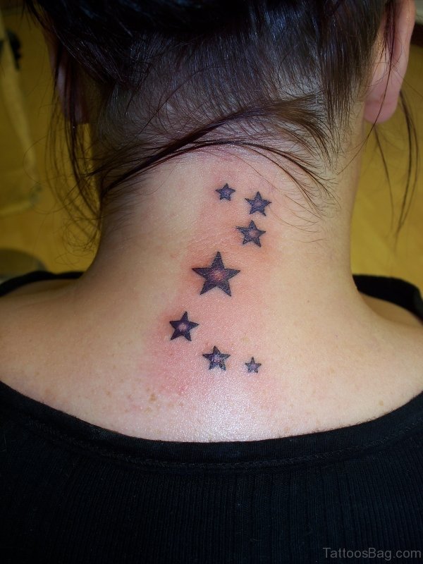 Stars Neck Tattoo Deign