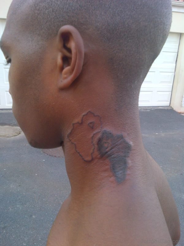African Map Neck Tattoo