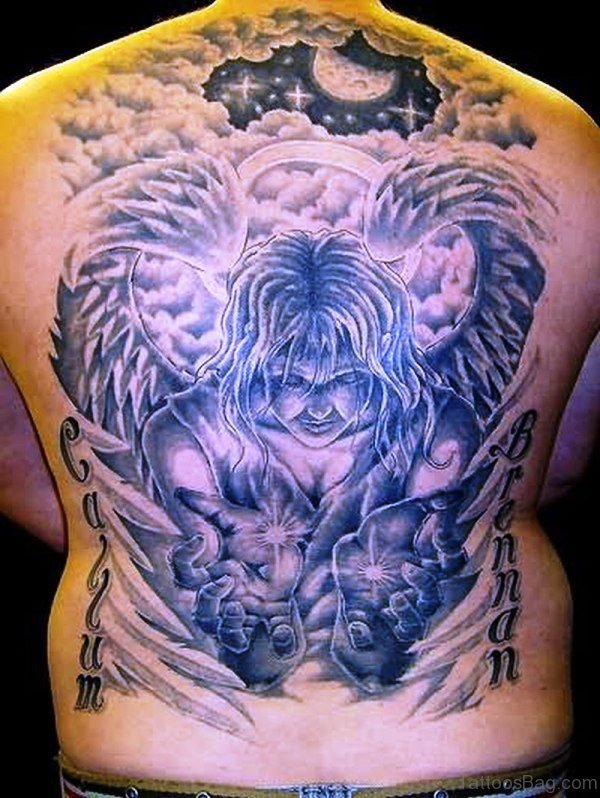 Alien Angel Tattoo On Back