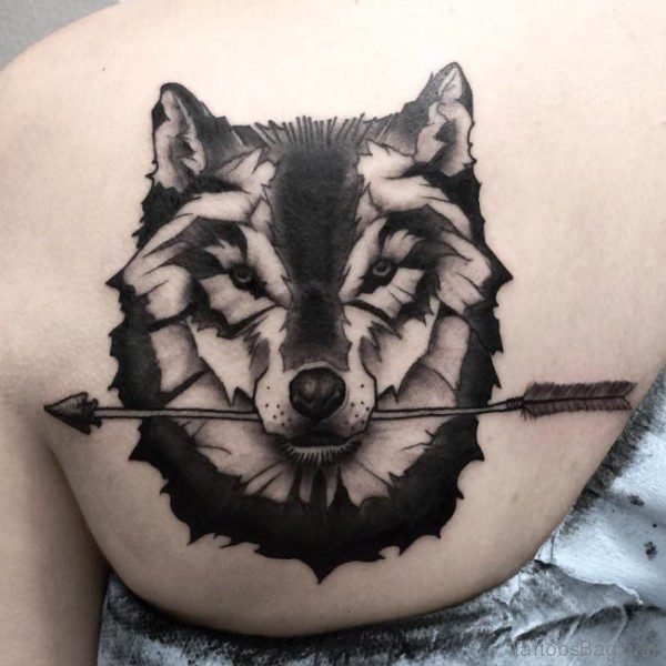 Alpha Wolf Tattoo With Arrow Design
