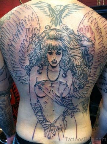 Amazing Angel Tattoo on Back