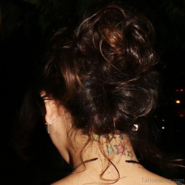 Amazing Stars Tattoo On Neck