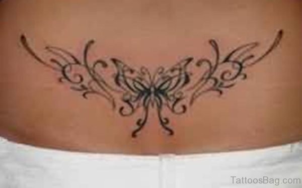 Amazing Tribal Butterfly Tattoo On Waist