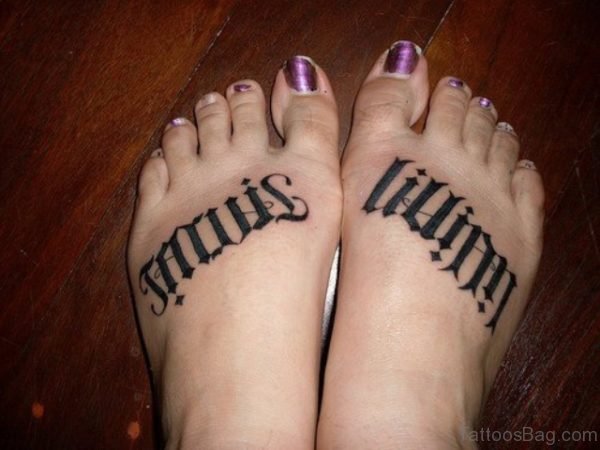 Ambigram Tattoo On Foot 