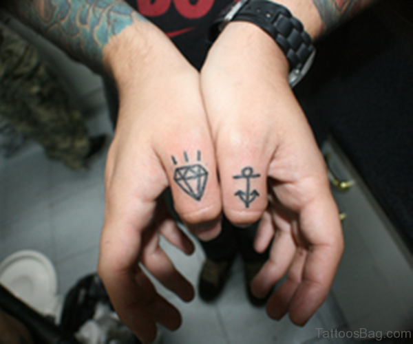 Anchor And Diamond Tattoo