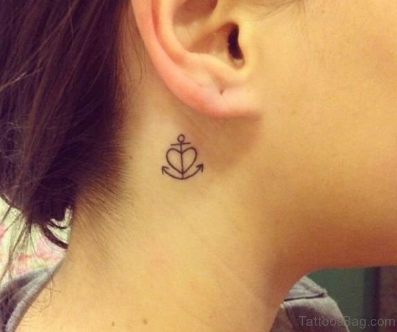 Anchor Heart Tattoo On Neck