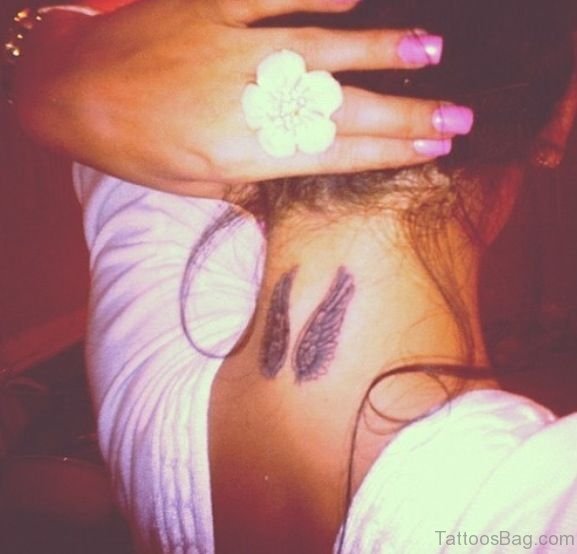 Angel Wing Tattoo On Nape