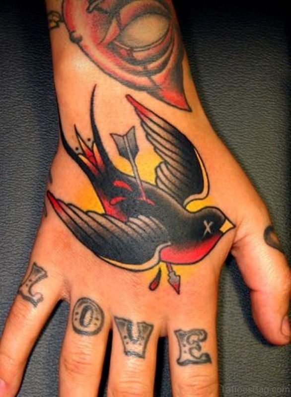 Arrow And Swallow Tattoo