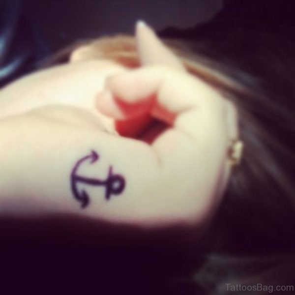 Attractive Anchor Tattoo On Hand Side