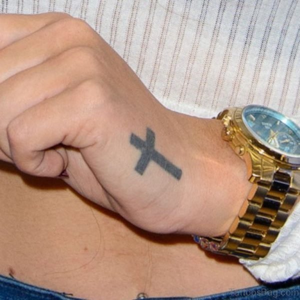 Attractive Cross Tattoo On Hand