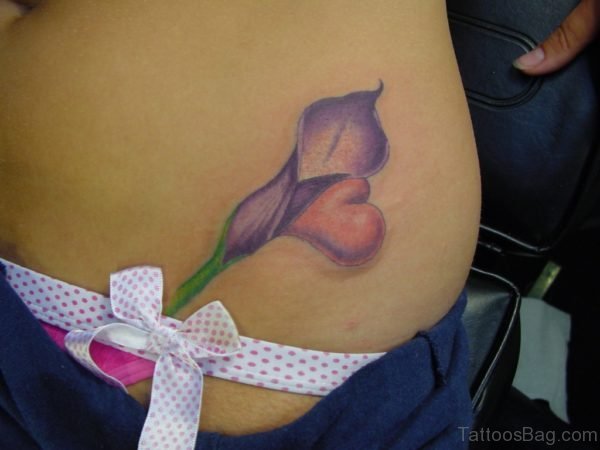 Attractive Heart Cala Lily Tattoo On Waist