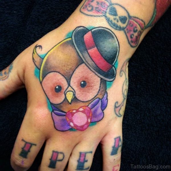 Attractive Owl Tattoo On Hand