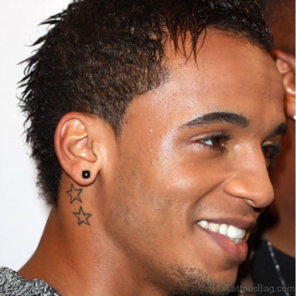 Attractive Star Tattoo On Neck
