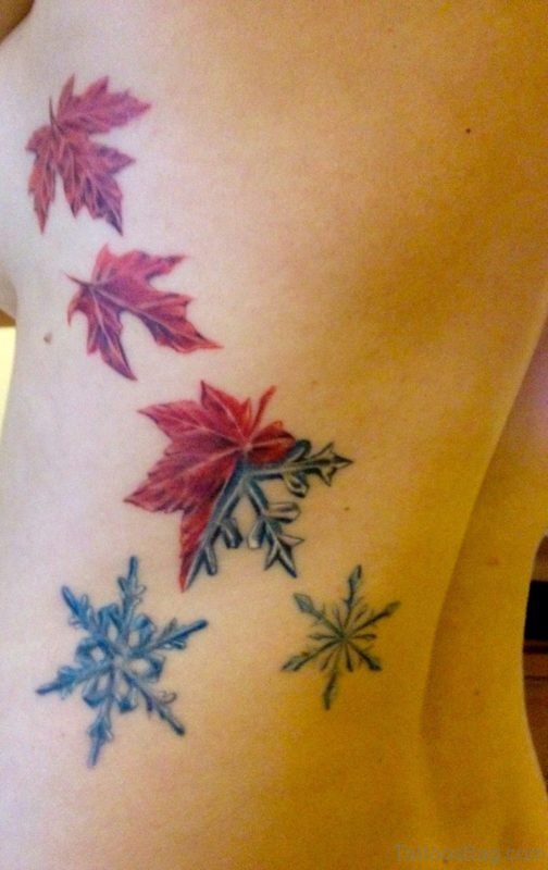 Autumn Leaves Tattoo On Rib 