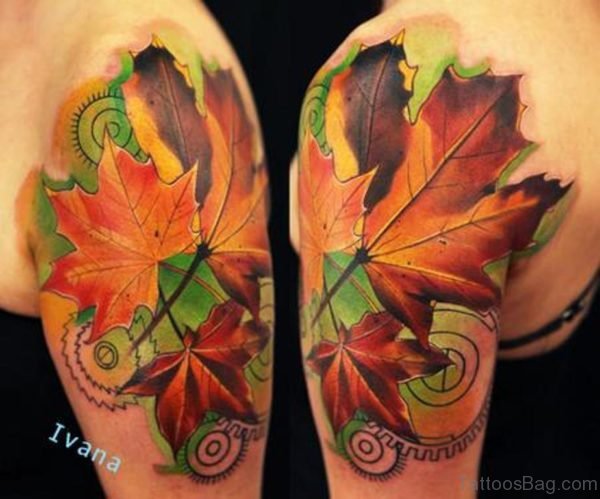 Autumn Leaves Tattoo On Shoulder