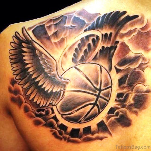 Awesome Basketball With Wings Tattoo