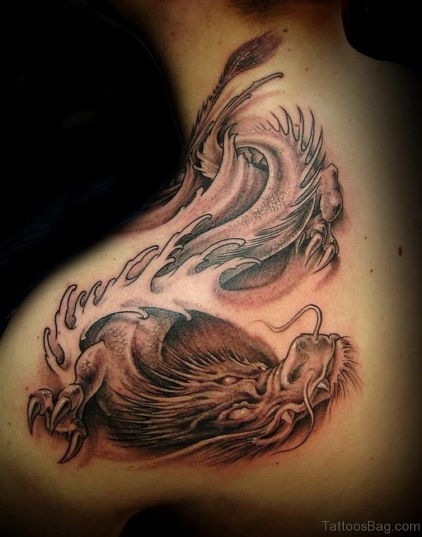 Awesome Dragon Tattoo On Shoulder