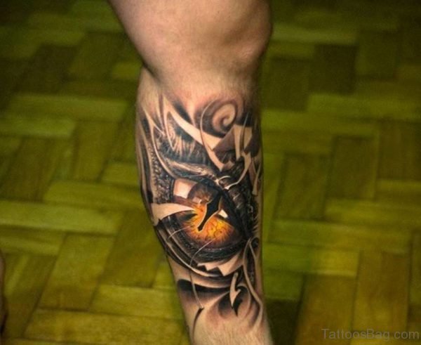 Awesome Eye Tattoo On Leg