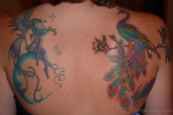 Awesome Peacock Tattoo on Shoulder Blade