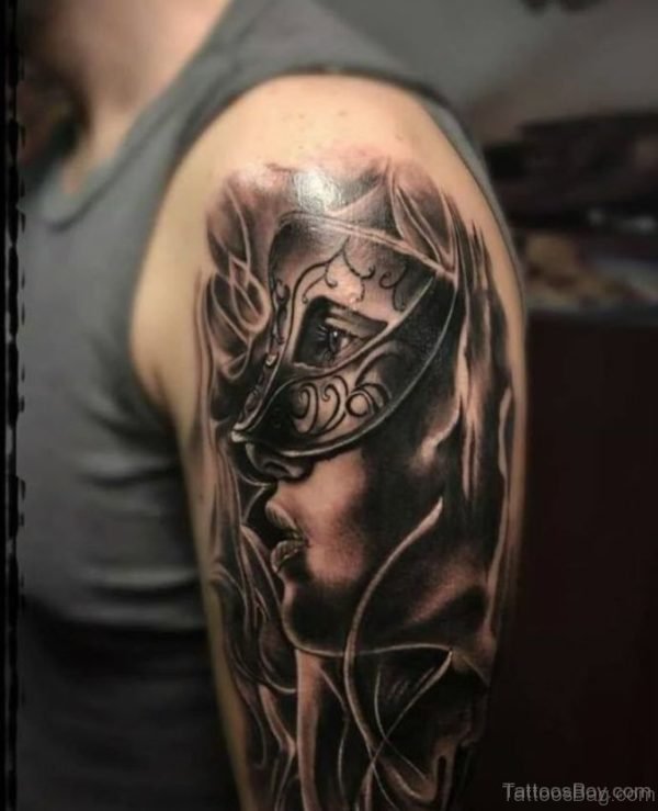45 Great Venetian Mask Tattoos For Shoulder