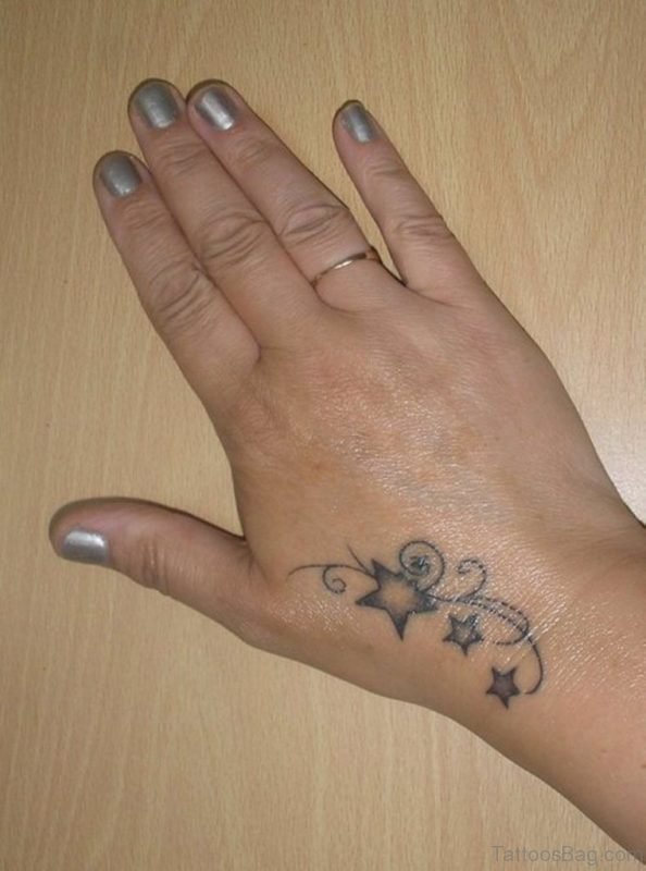 Stars Vine Tattoo On Hand