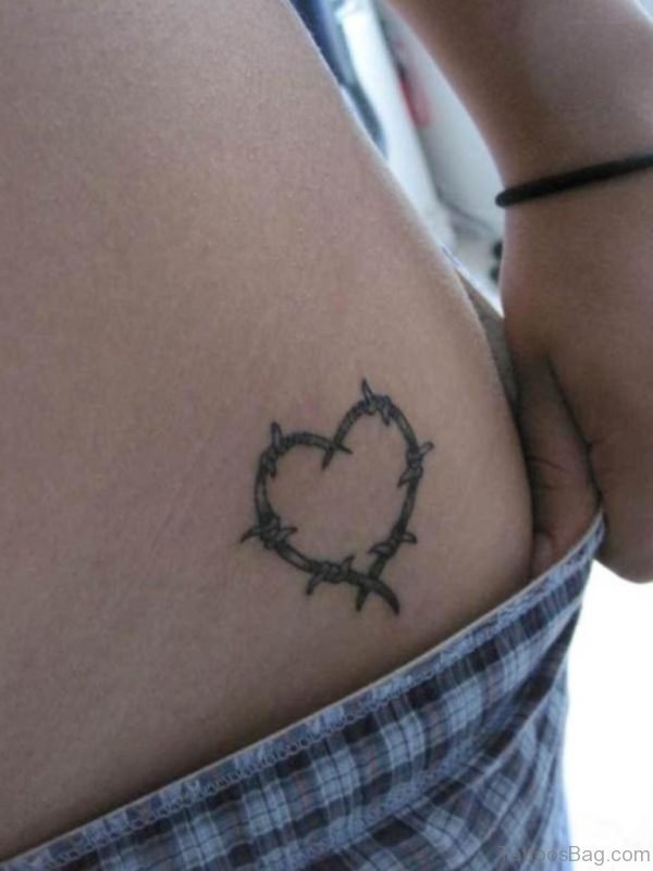 Barbed Wire Heart Tattoo On Waist