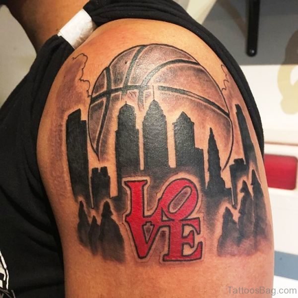 Basketball Love Tattoo On Shoulder