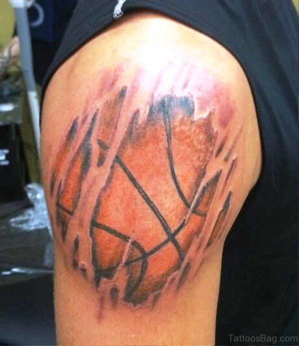 Basketball Ripped Skin Tattoo Design