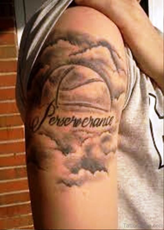 Basketball With Clouds Tattoo Design