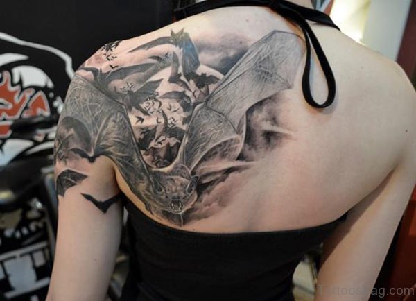 Bats Tattoo Design On Shoulder