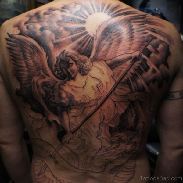 Beautiful Angel Tattoo On Full Back