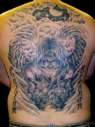 Beautiful Angel Tattoo On Full Back