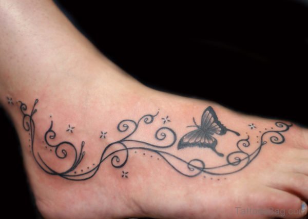 Beautiful Butterfly Tattoo On Foot 