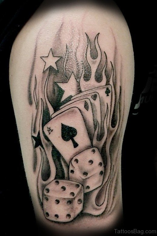 Beautiful Cards Tattoo Designs On Shoulder