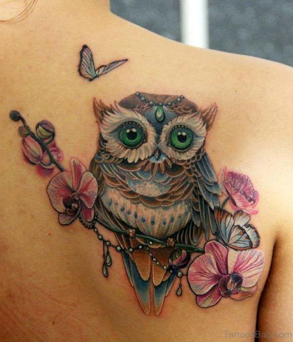 Beautiful Owl Tattoo On Shoulder