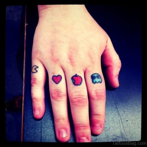 Beautiful Pacman Finger Tattoo