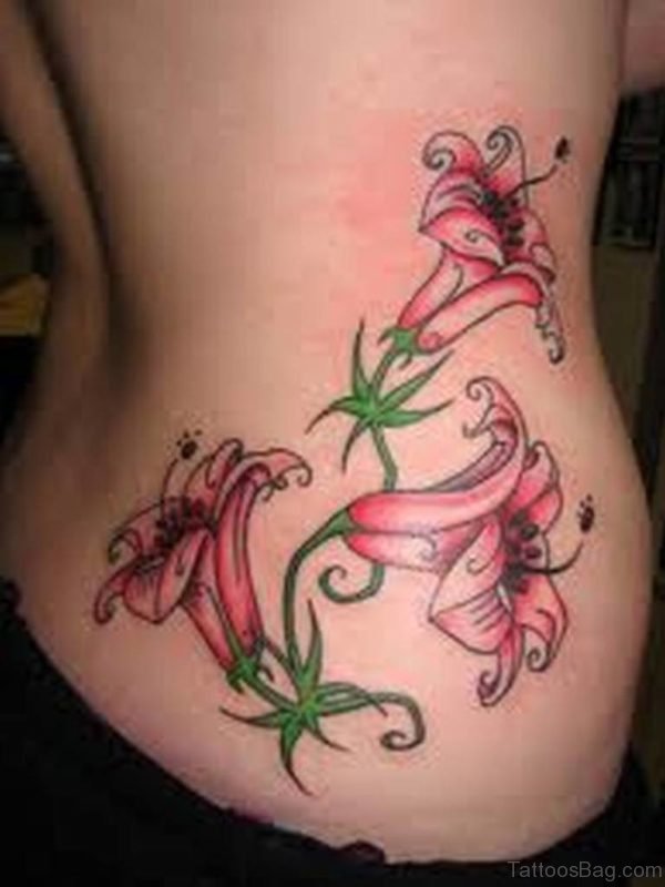 Beautiful flowers tattoo on waist