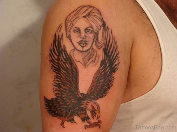 Bhagat Singh Tattoo On Shoulder