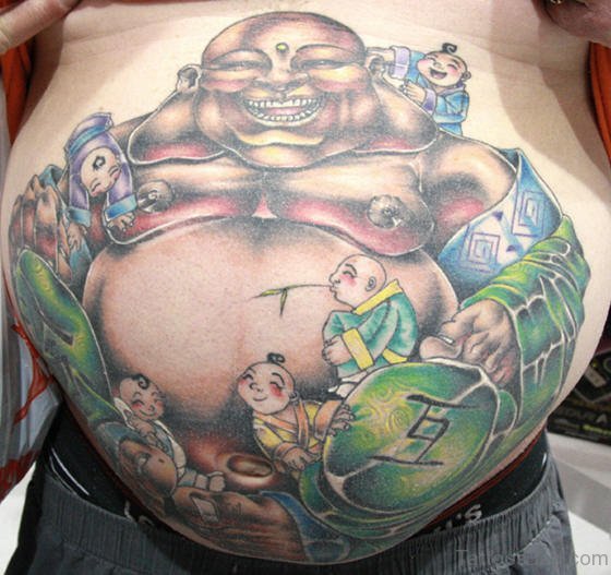 Bhudda Tattoo On Stomach